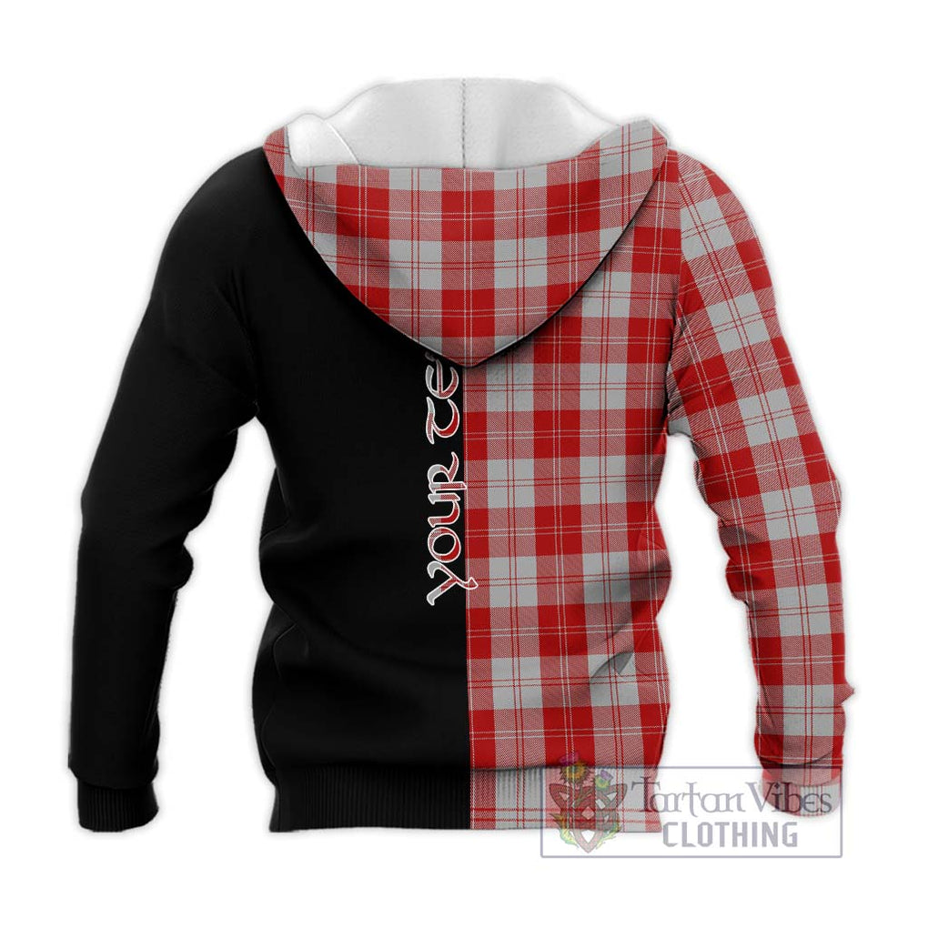 Erskine Red Tartan Knitted Hoodie with Family Crest and Half Of Me Style - Tartanvibesclothing Shop