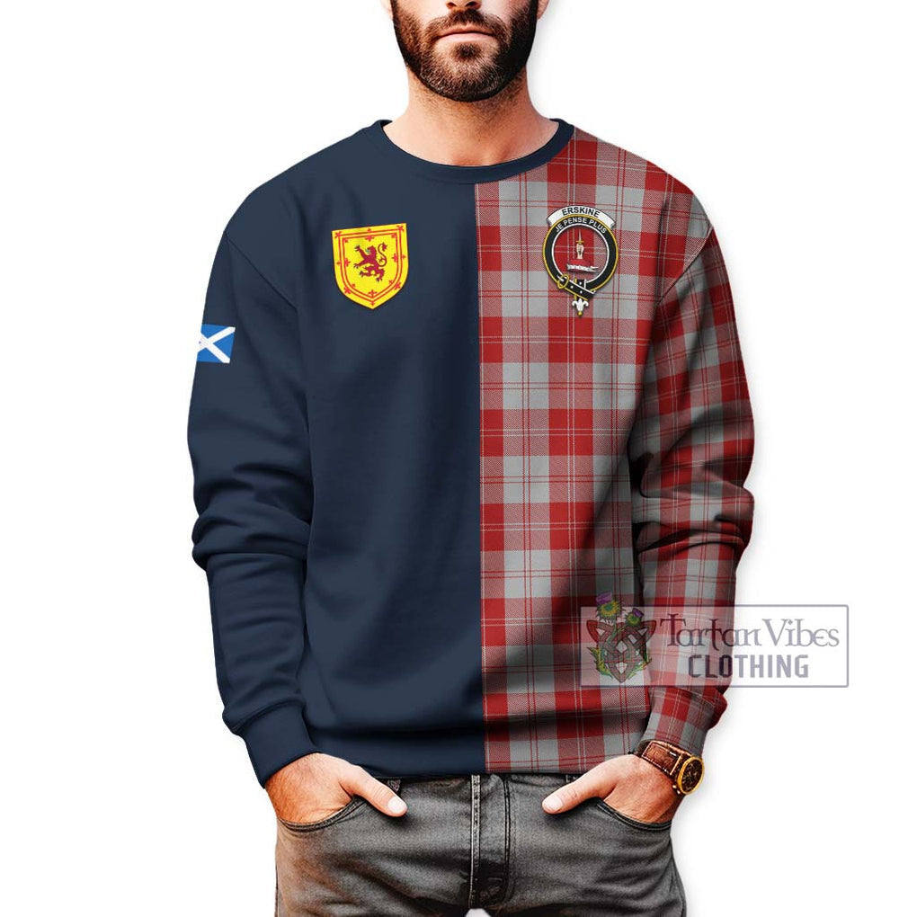 Tartan Vibes Clothing Erskine Red Tartan Sweatshirt with Scottish Lion Royal Arm Half Style