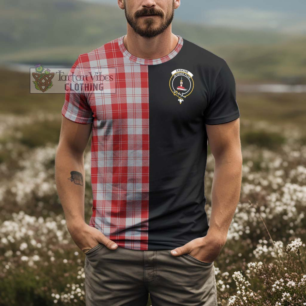 Erskine Red Tartan T-Shirt with Family Crest and Half Of Me Style - Tartanvibesclothing Shop