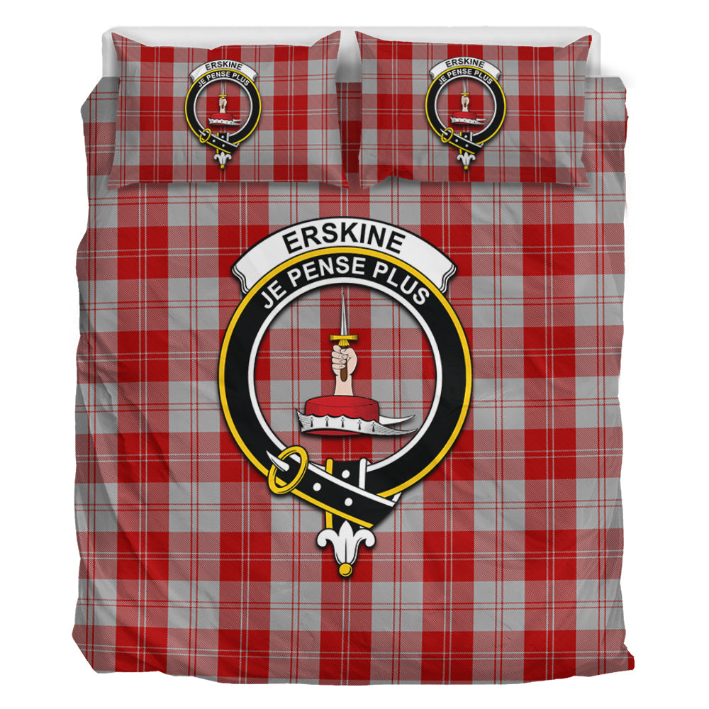 Erskine Red Tartan Bedding Set with Family Crest - Tartan Vibes Clothing