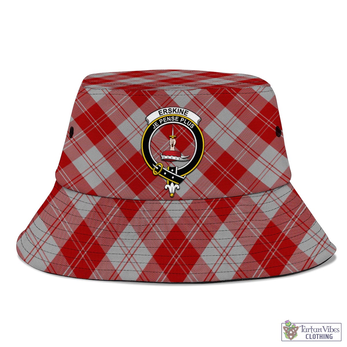 Tartan Vibes Clothing Erskine Red Tartan Bucket Hat with Family Crest