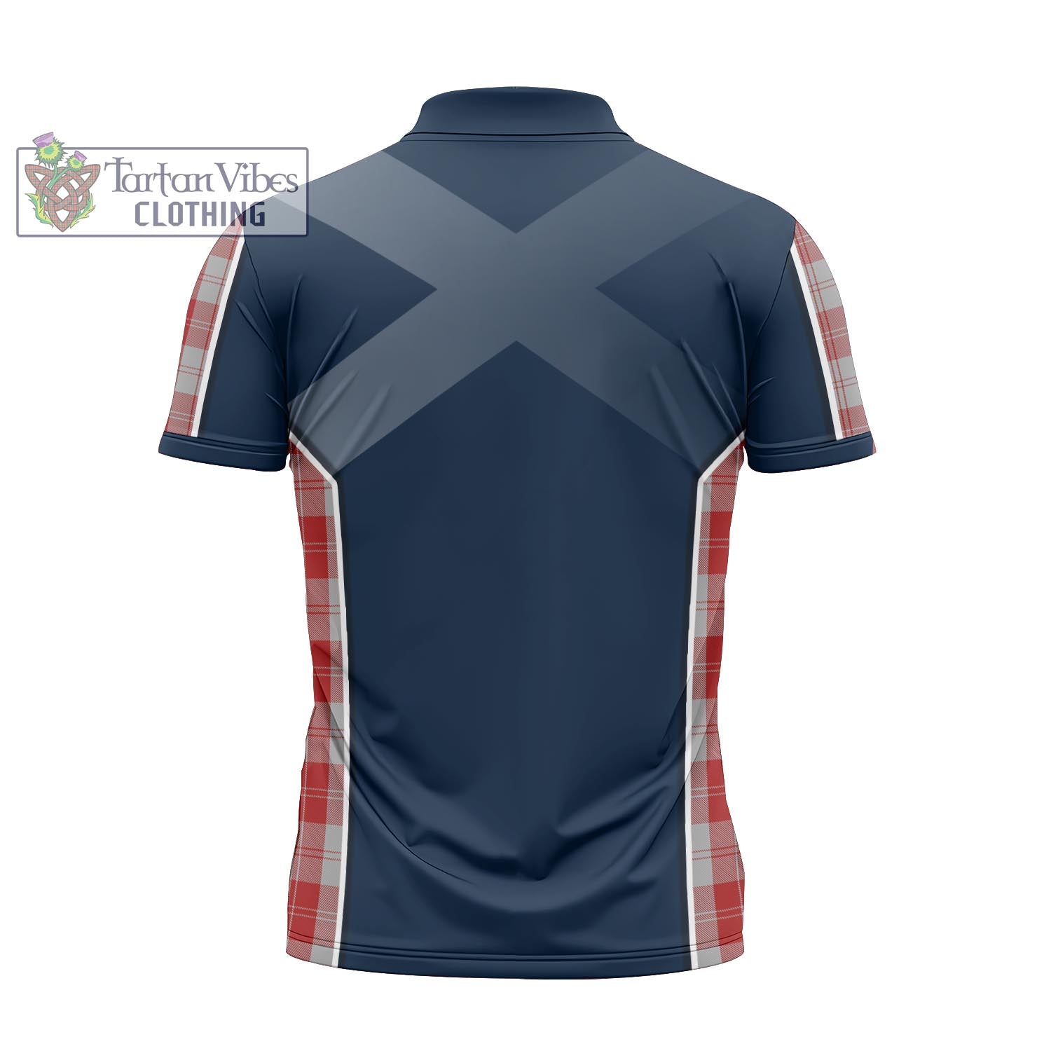 Tartan Vibes Clothing Erskine Red Tartan Zipper Polo Shirt with Family Crest and Scottish Thistle Vibes Sport Style