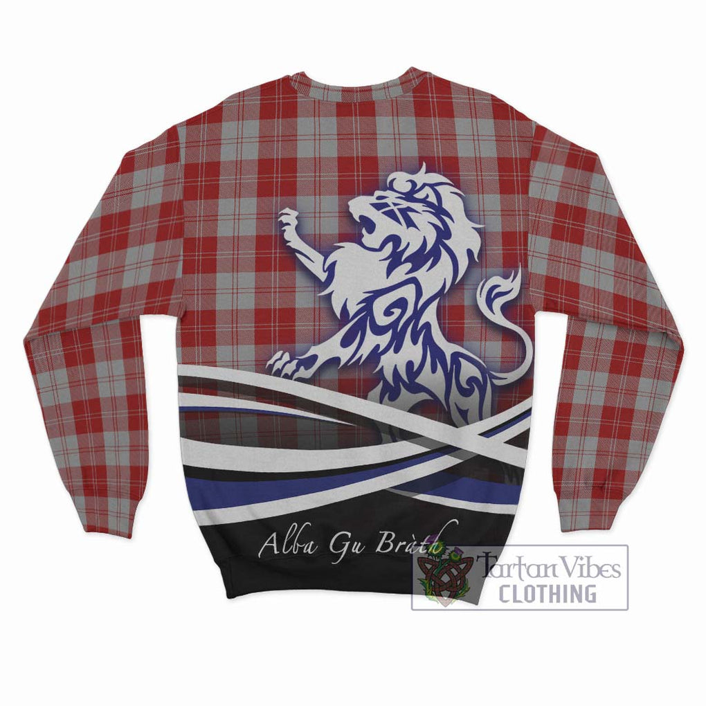 Erskine Red Tartan Sweatshirt with Alba Gu Brath Regal Lion Emblem - Tartanvibesclothing Shop