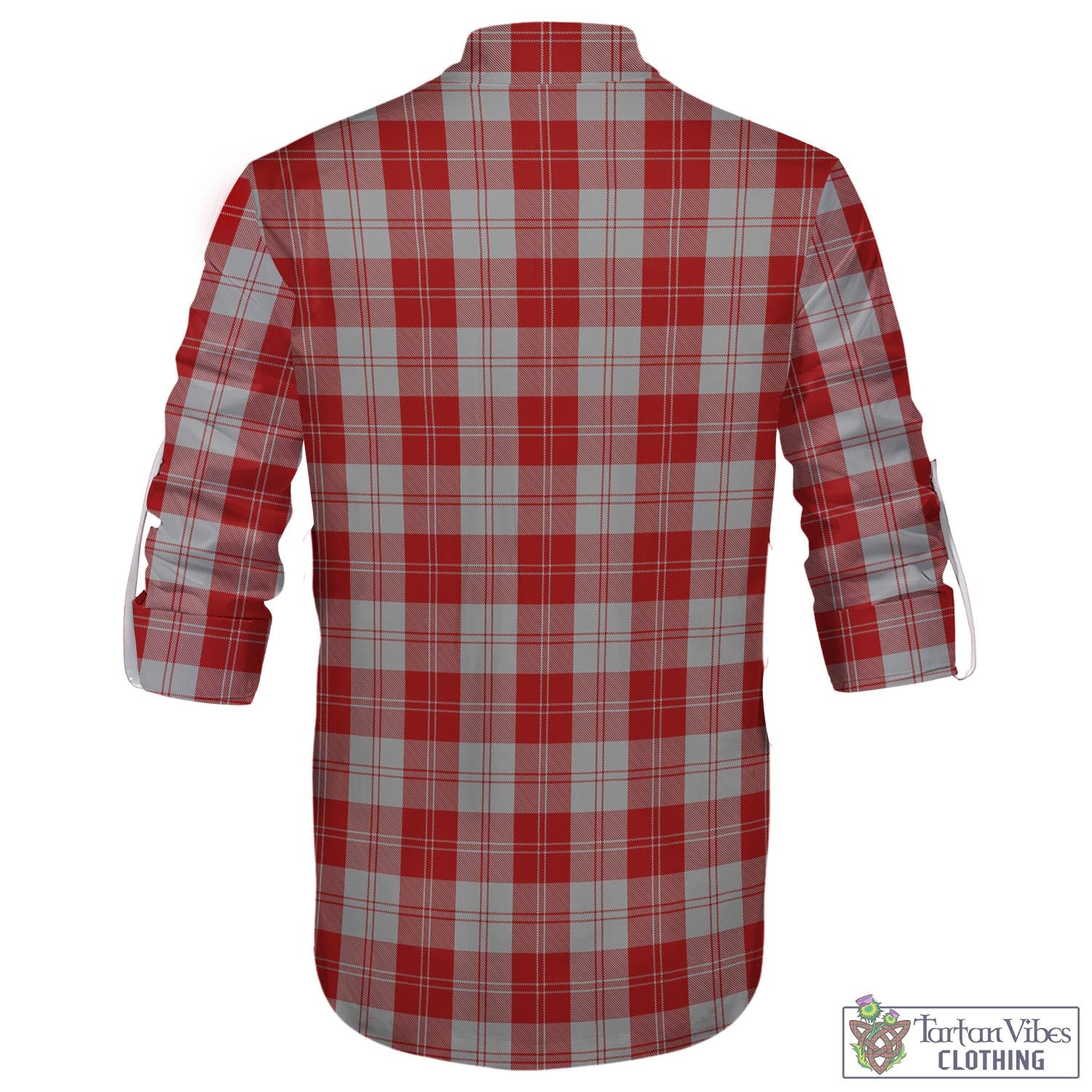 Tartan Vibes Clothing Erskine Red Tartan Men's Scottish Traditional Jacobite Ghillie Kilt Shirt with Family Crest