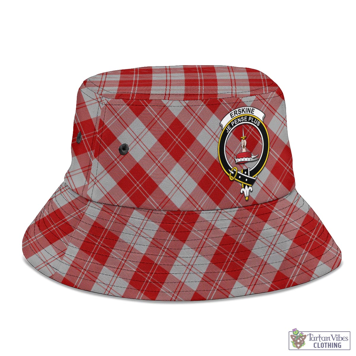 Tartan Vibes Clothing Erskine Red Tartan Bucket Hat with Family Crest