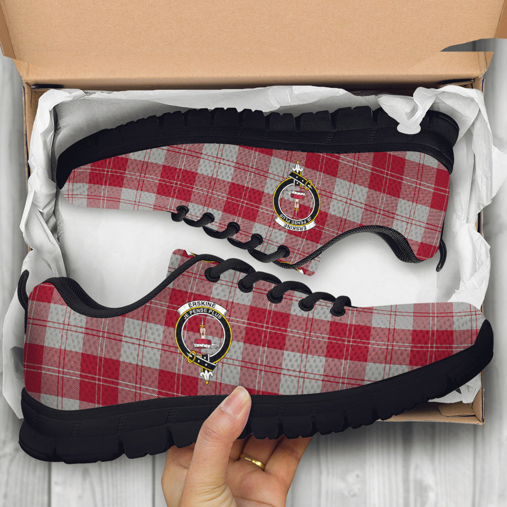 Erskine Red Tartan Sneakers with Family Crest - Tartan Vibes Clothing