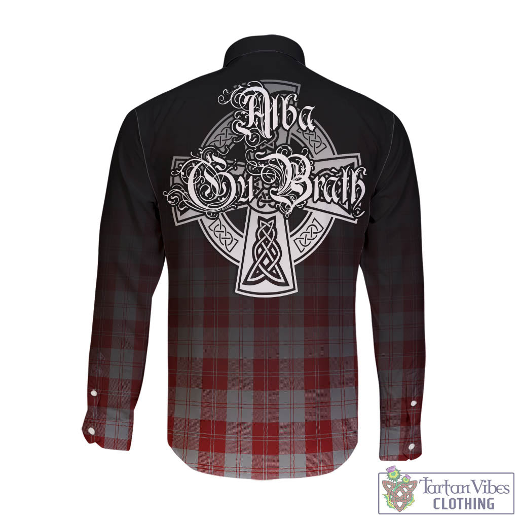 Tartan Vibes Clothing Erskine Red Tartan Long Sleeve Button Up Featuring Alba Gu Brath Family Crest Celtic Inspired