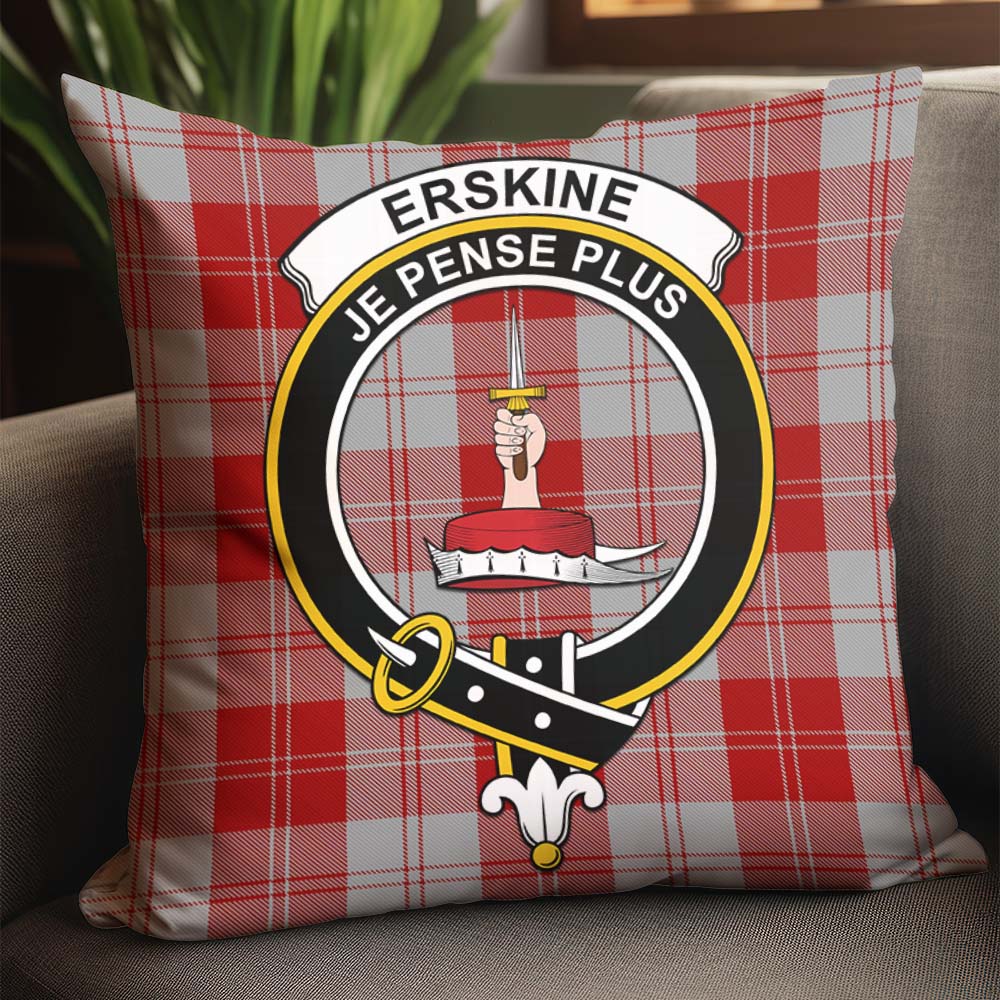 Erskine Red Tartan Pillow Cover with Family Crest - Tartanvibesclothing