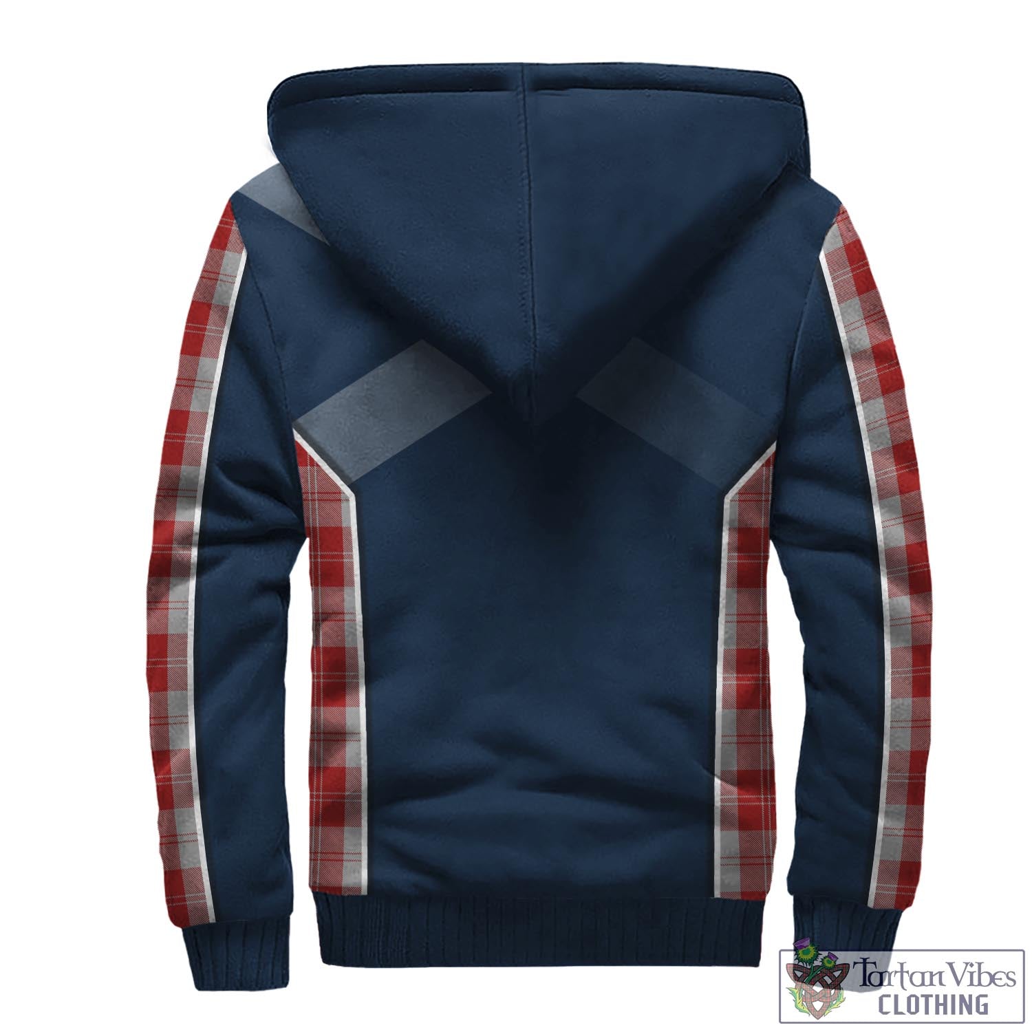 Tartan Vibes Clothing Erskine Red Tartan Sherpa Hoodie with Family Crest and Scottish Thistle Vibes Sport Style