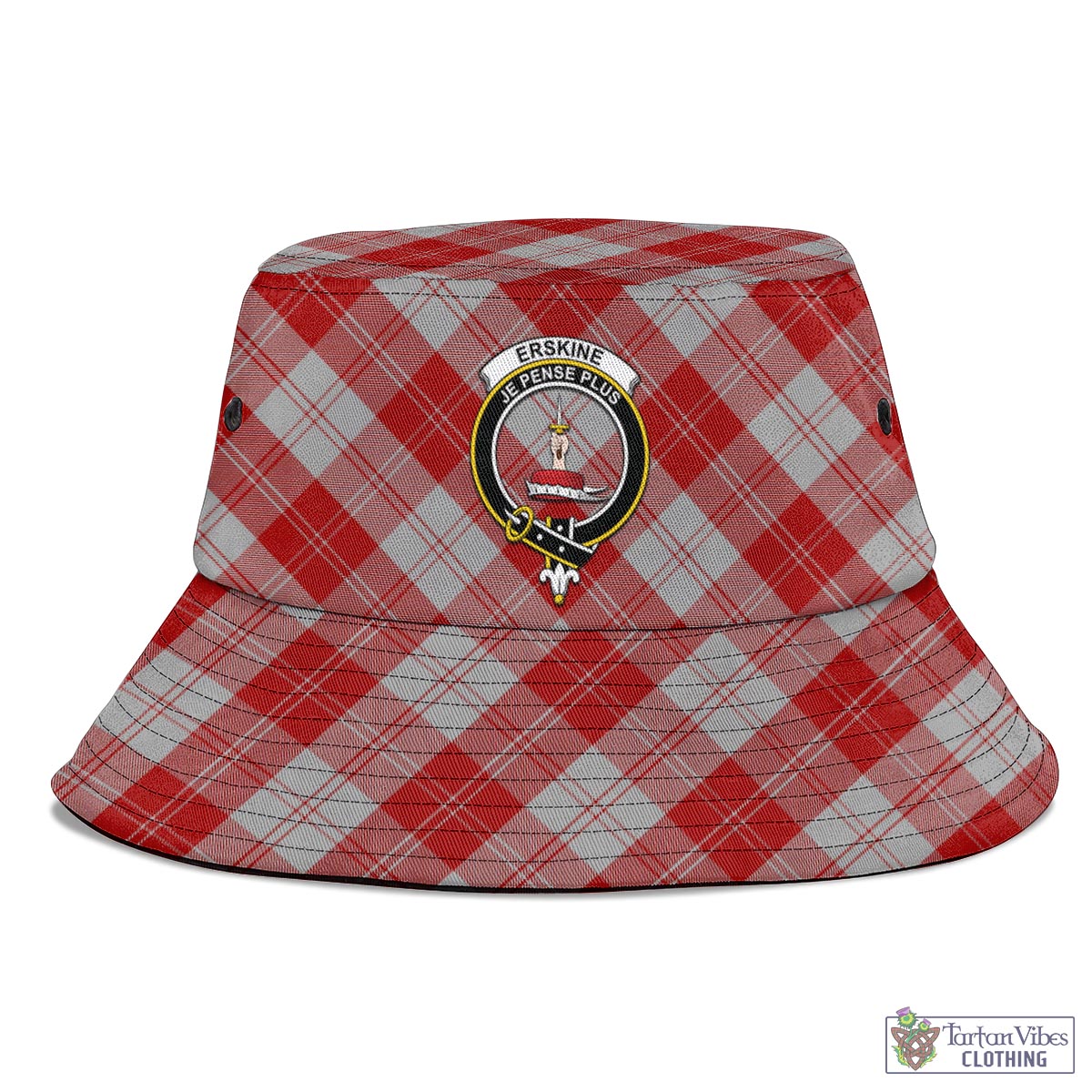 Tartan Vibes Clothing Erskine Red Tartan Bucket Hat with Family Crest