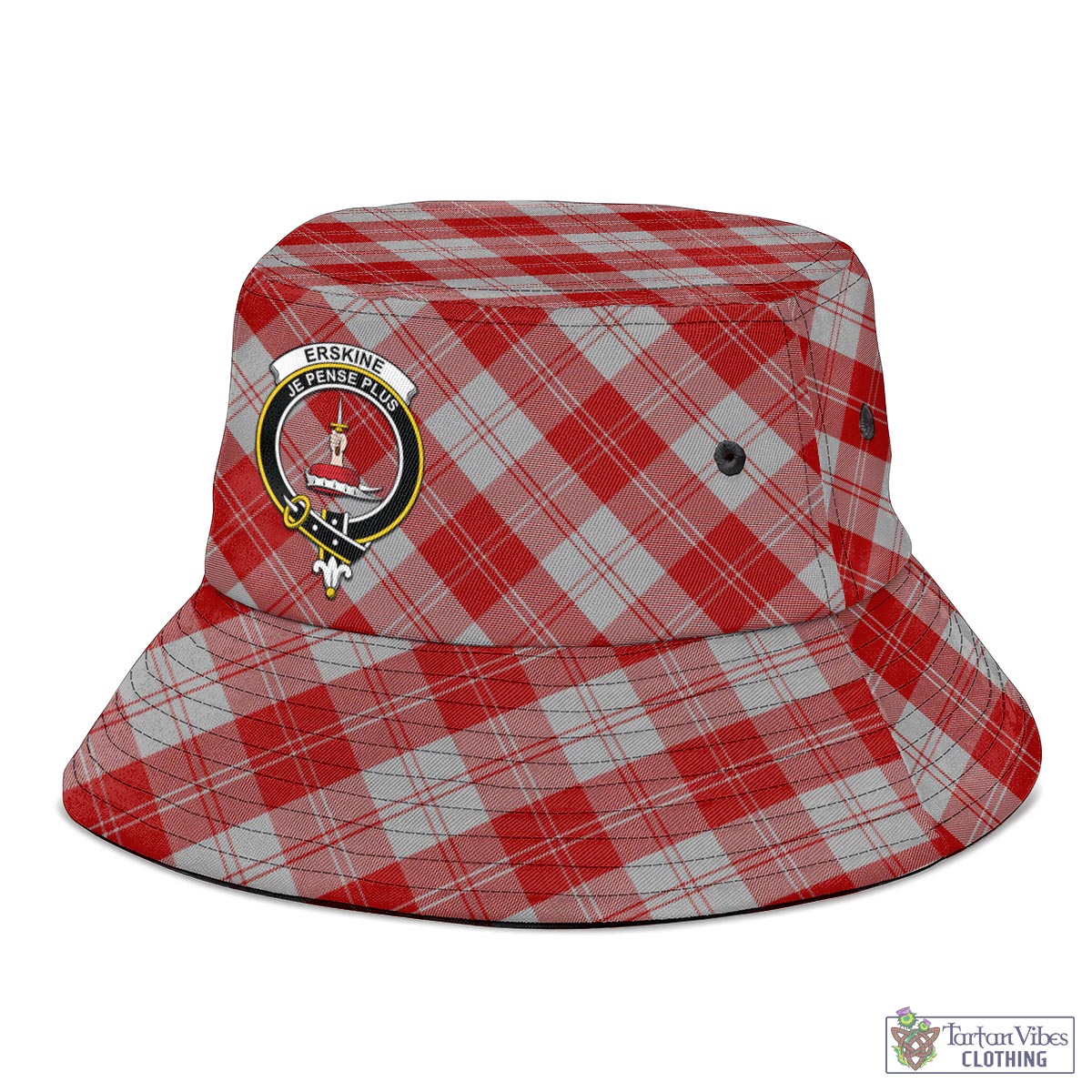 Tartan Vibes Clothing Erskine Red Tartan Bucket Hat with Family Crest