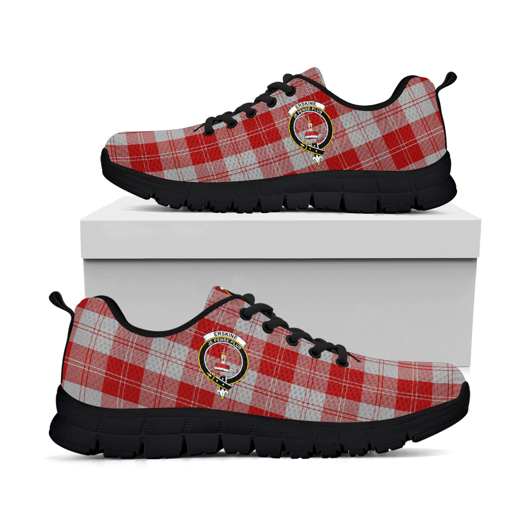 Erskine Red Tartan Sneakers with Family Crest - Tartan Vibes Clothing