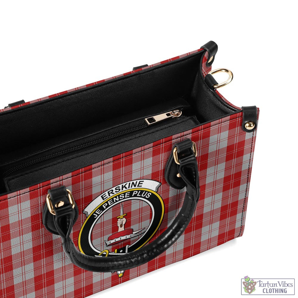 Tartan Vibes Clothing Erskine Red Tartan Luxury Leather Handbags with Family Crest