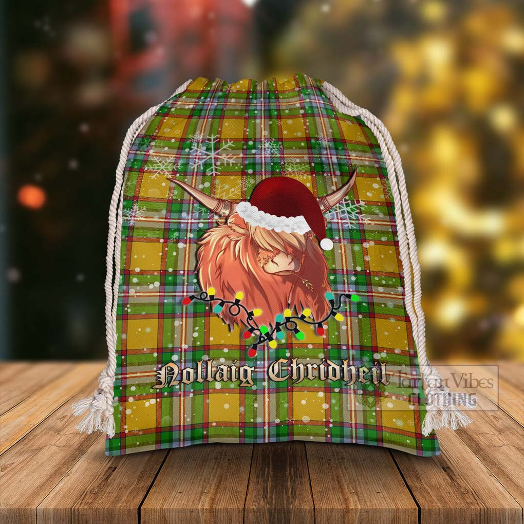 Tartan Vibes Clothing Essex County Canada Tartan Christmas Santa's Bag with Highland Cow