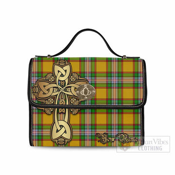 Essex County Canada Tartan Waterproof Canvas Bag Golden Thistle Celtic Cross Style