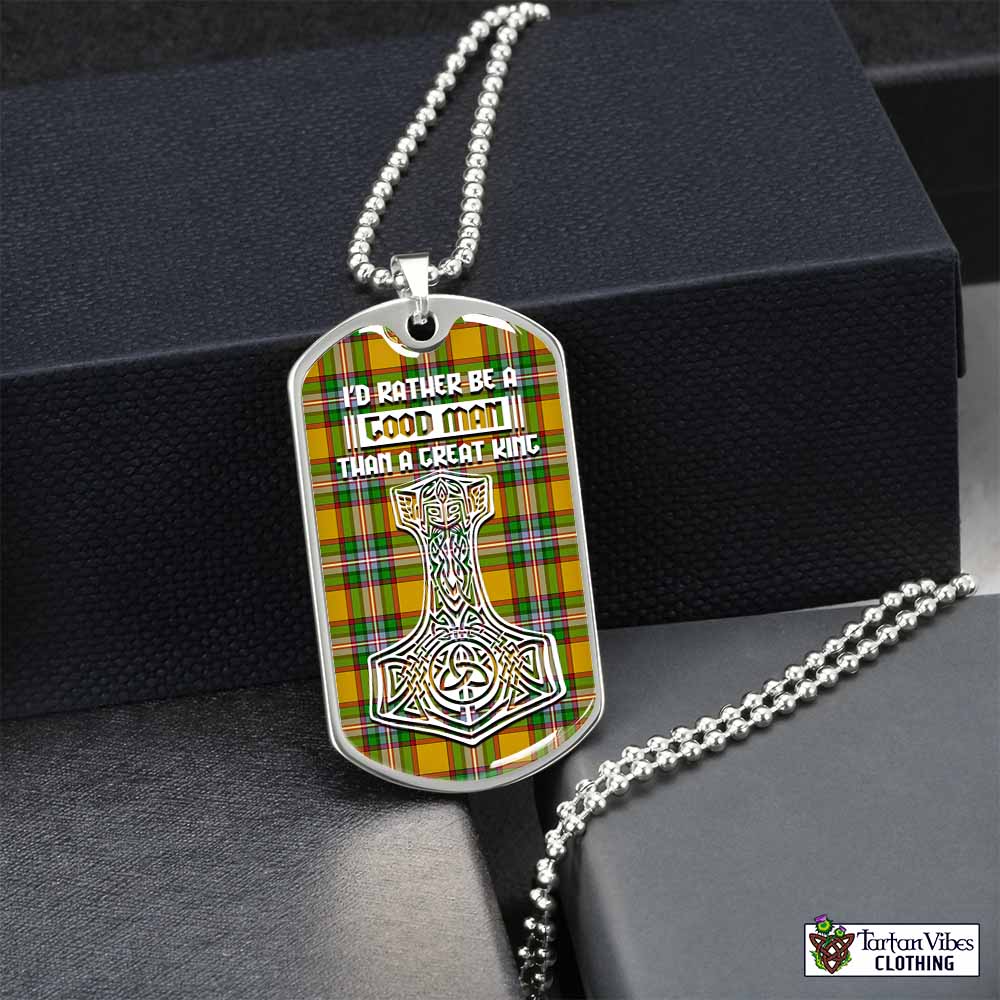 Tartan Vibes Clothing Essex County Canada Tartan Dog Tag Necklace Viking Mjolnir Style