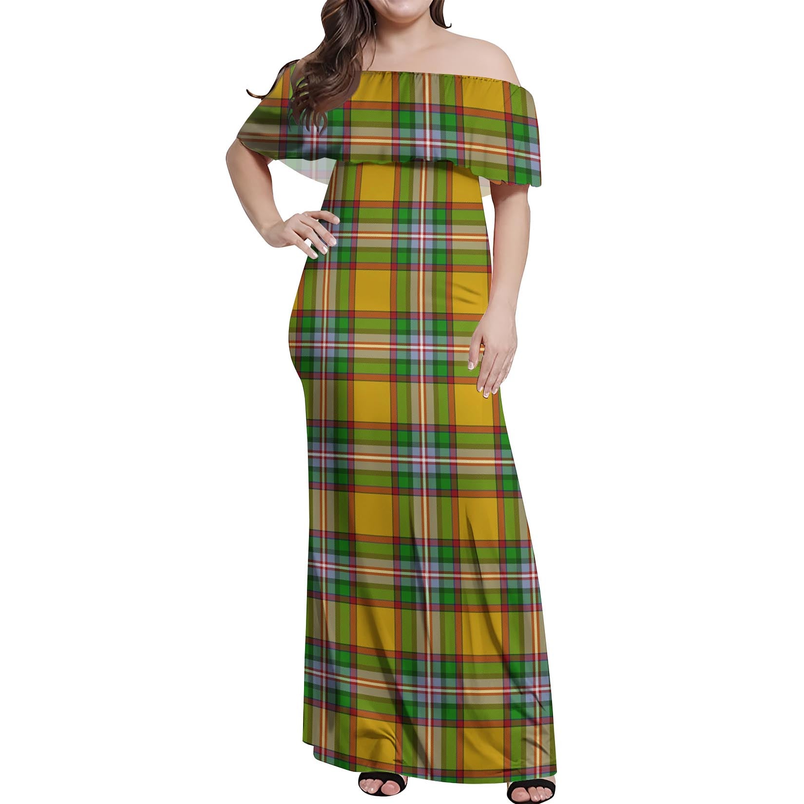 Essex County Canada Tartan Off Shoulder Long Dress Women's Dress - Tartanvibesclothing