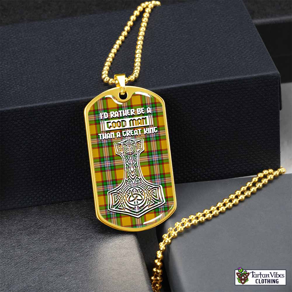 Tartan Vibes Clothing Essex County Canada Tartan Dog Tag Necklace Viking Mjolnir Style