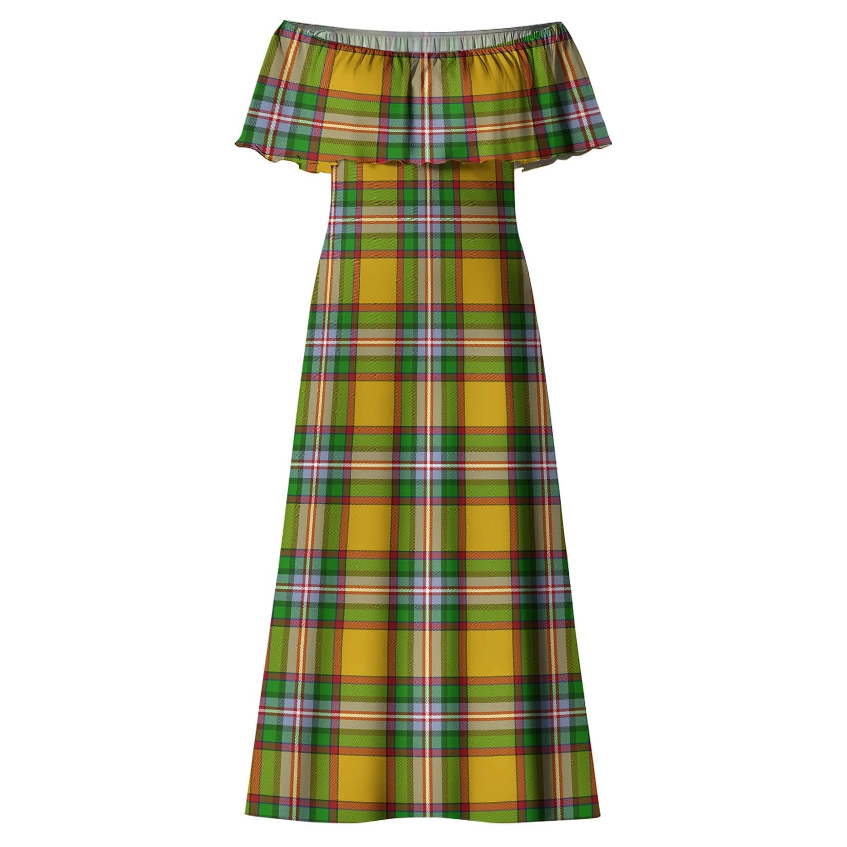 Essex County Canada Tartan Off Shoulder Long Dress - Tartanvibesclothing