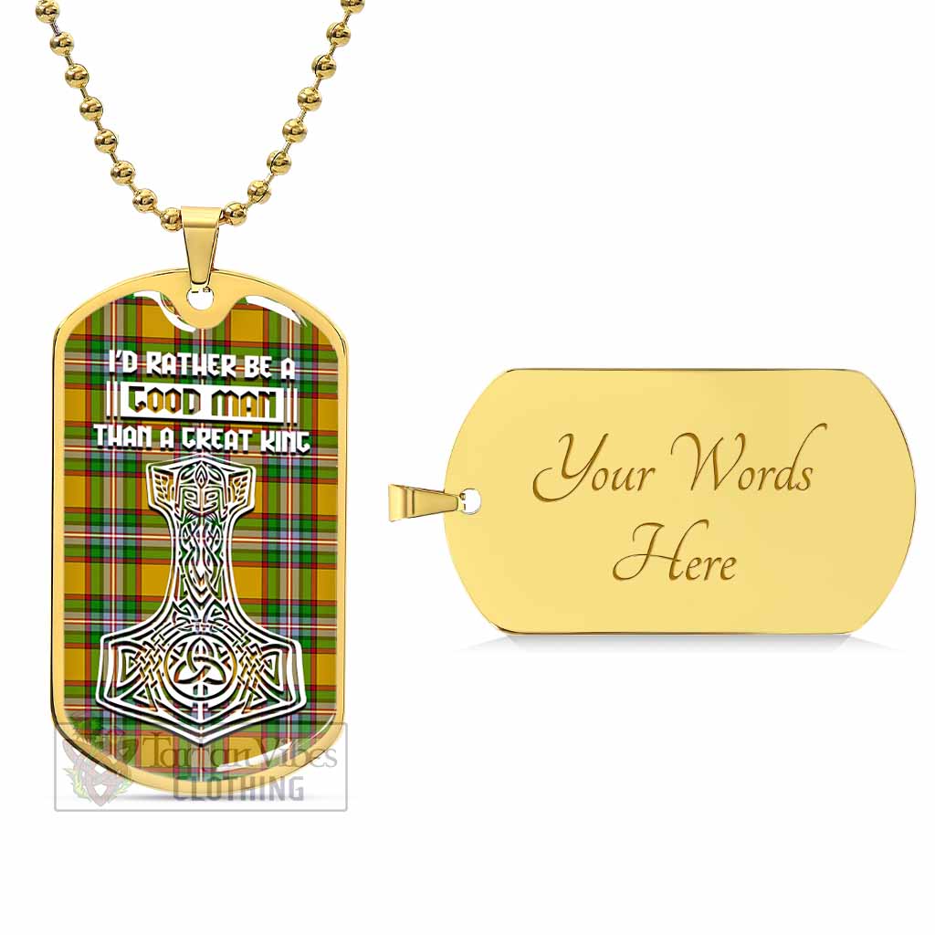 Tartan Vibes Clothing Essex County Canada Tartan Dog Tag Necklace Viking Mjolnir Style