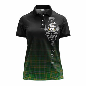 Evans Irish Clan Women's Polo Shirt with Coat of Arms Erin Go Bragh Celtic Inspired Women - Tartan Vibes Clothing