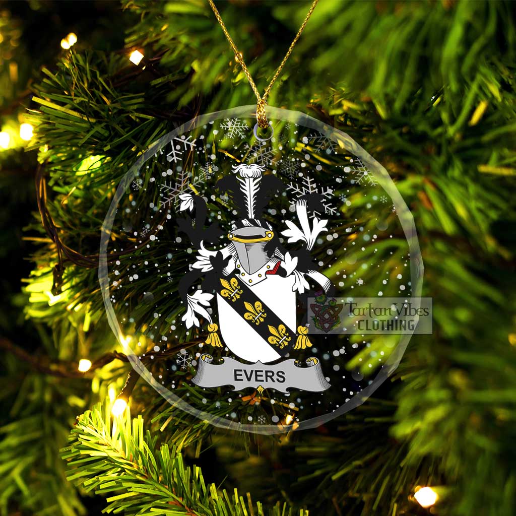 Evers Irish Clan Christmas Glass Ornament with Coat of Arms Transparent Glass Circle - 2D-tartanvibesclothing