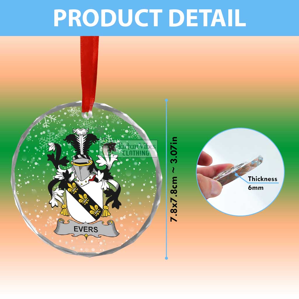 Evers Irish Clan Christmas Glass Ornament with Coat of Arms - 2D-tartanvibesclothing