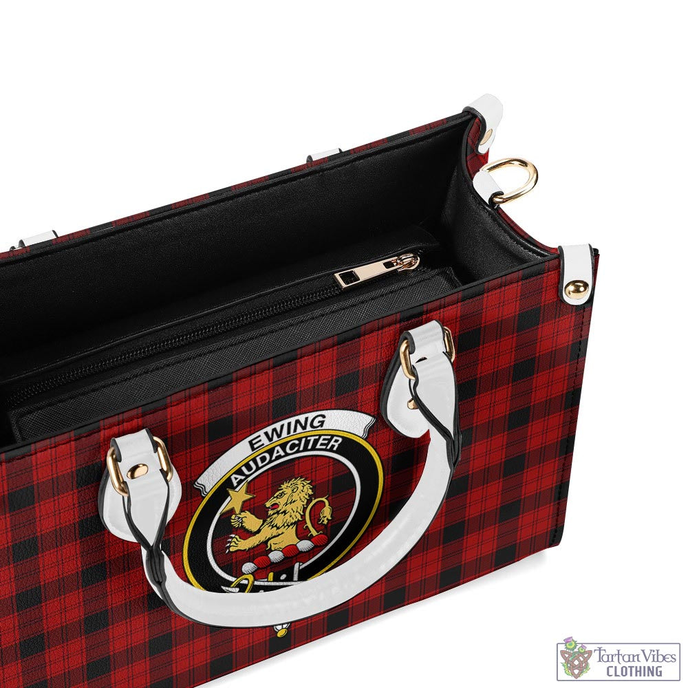 Tartan Vibes Clothing Ewing Tartan Luxury Leather Handbags with Family Crest