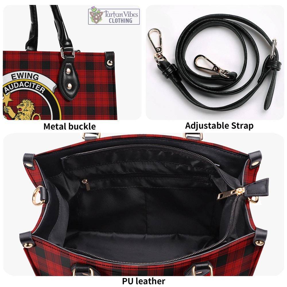 Tartan Vibes Clothing Ewing Tartan Luxury Leather Handbags with Family Crest