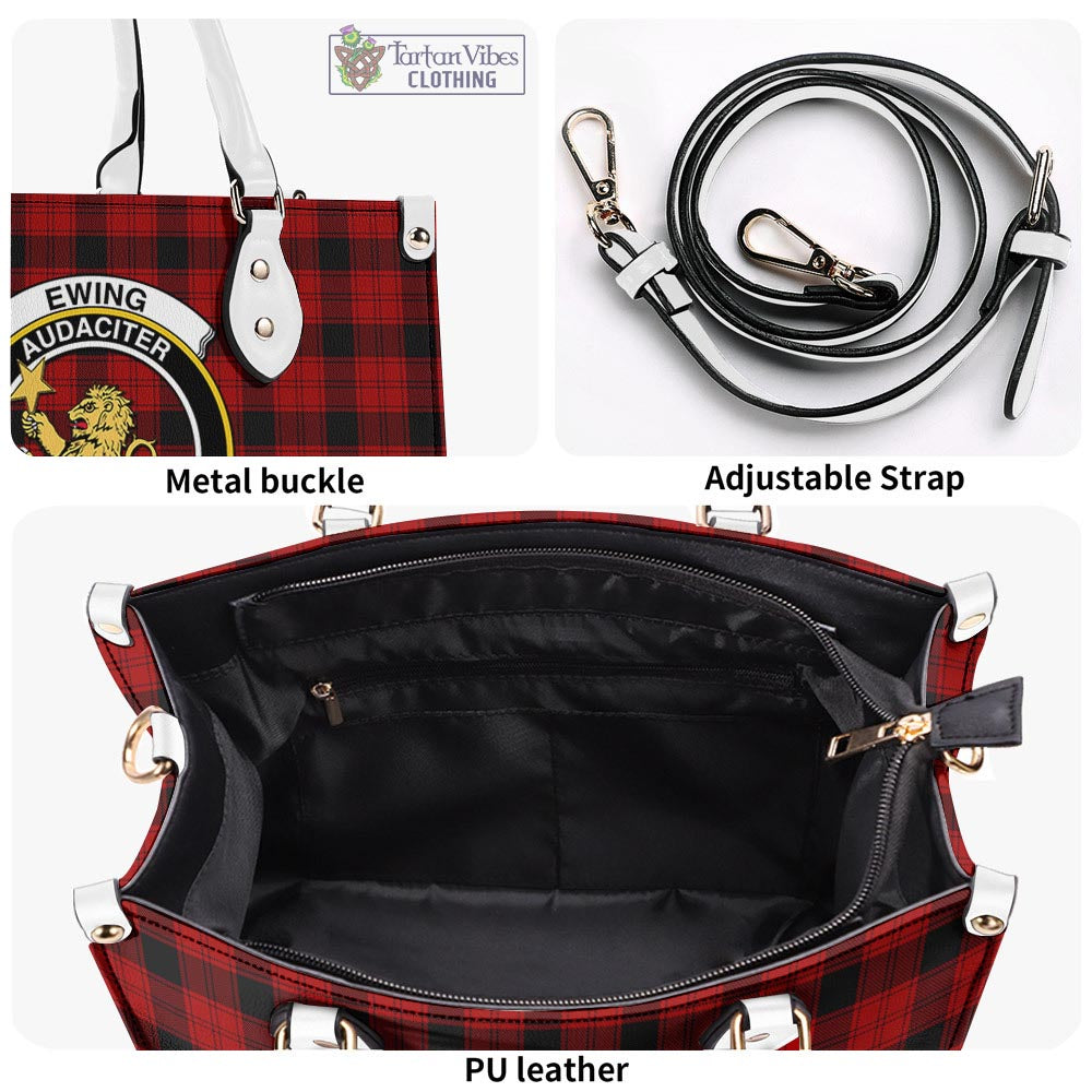 Tartan Vibes Clothing Ewing Tartan Luxury Leather Handbags with Family Crest