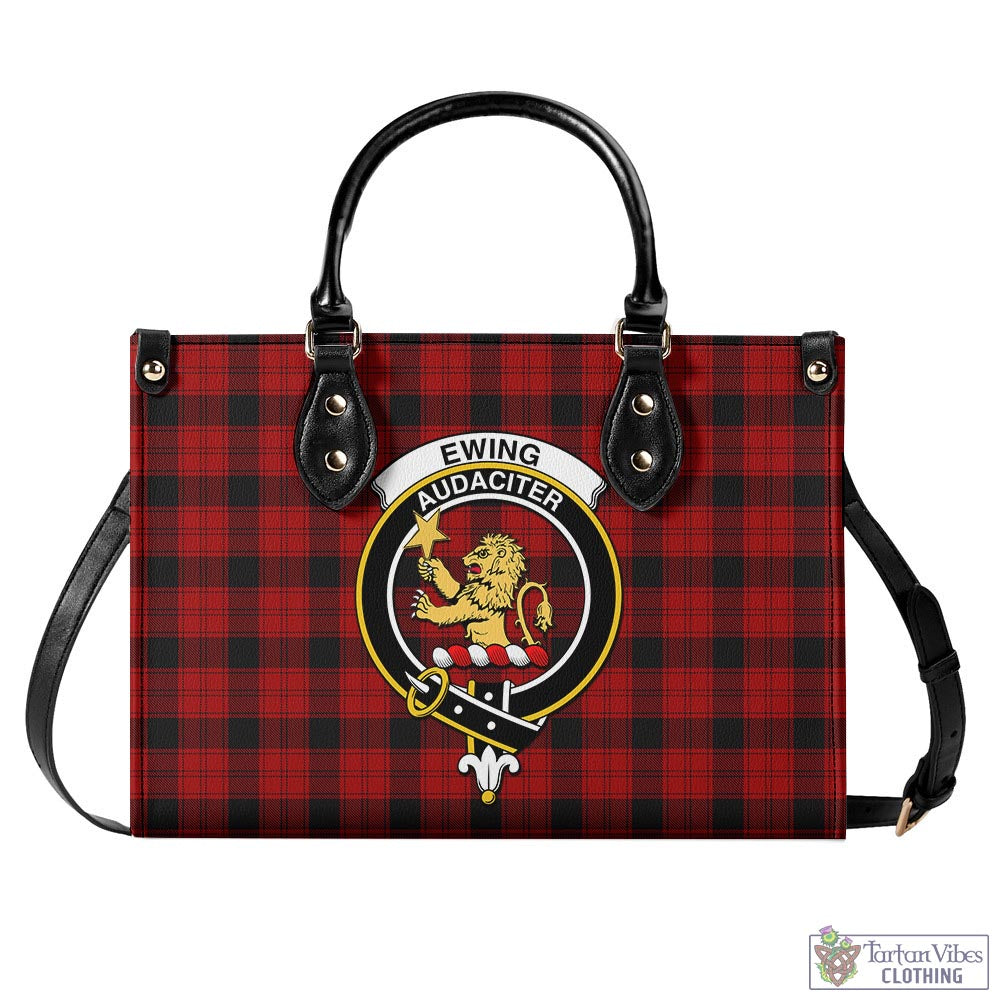 Tartan Vibes Clothing Ewing Tartan Luxury Leather Handbags with Family Crest