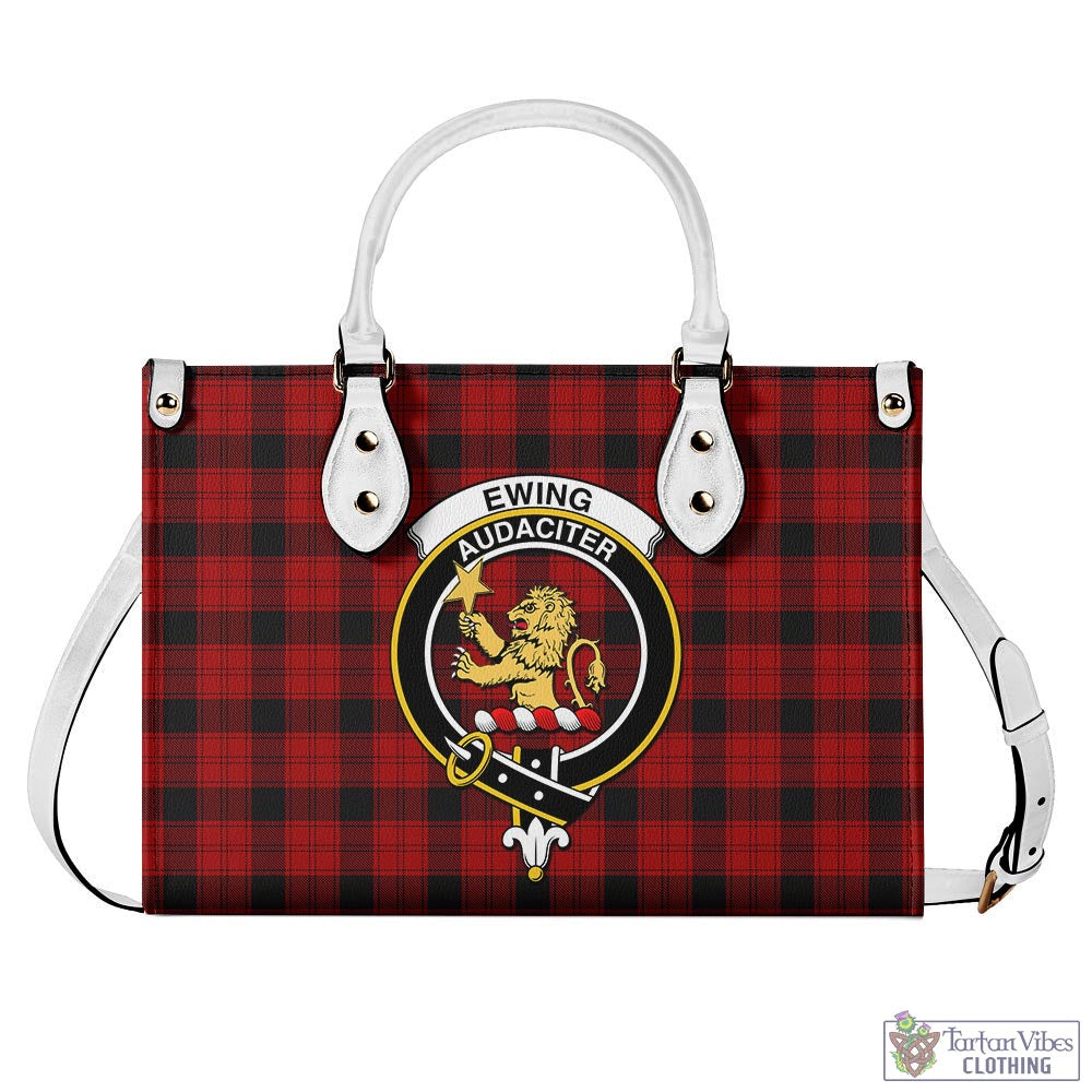 Tartan Vibes Clothing Ewing Tartan Luxury Leather Handbags with Family Crest