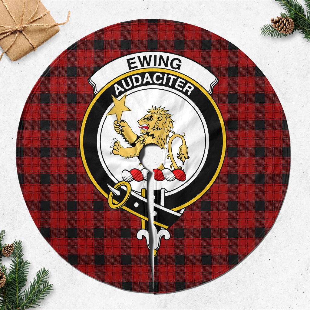 Ewing Tartan Christmas Tree Skirt with Family Crest - Tartanvibesclothing