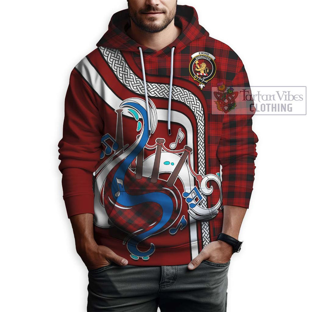 Ewing Tartan Hoodie with Epic Bagpipe Style Zip Hoodie - Tartanvibesclothing Shop