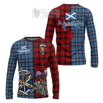 Ewing Tartan Long Sleeve T-Shirt Happy St. Andrew's Day Half Tartan Style