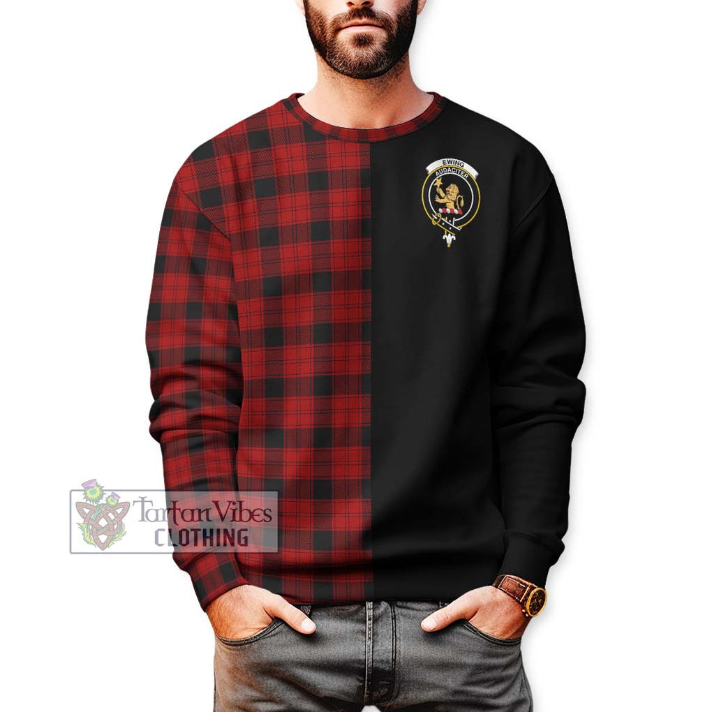 Ewing Tartan Sweatshirt with Family Crest and Half Of Me Style Unisex - Tartanvibesclothing Shop