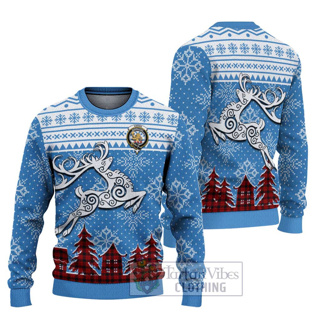 Tartan Vibes Clothing Ewing Clan Christmas Ugly Sweater with Tartan and Celtic Raindeer Style