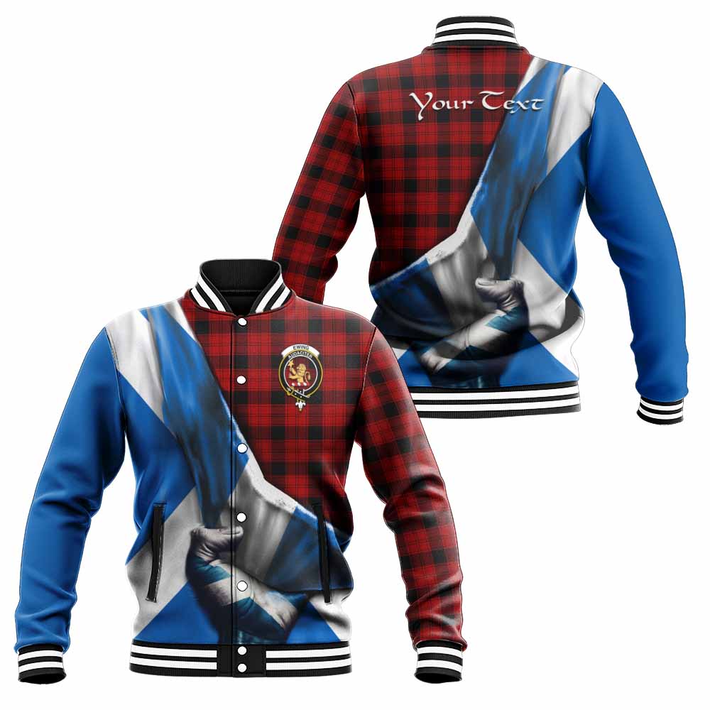 Tartan Vibes Clothing Ewing Tartan Baseball Jacket with Family Crest Scotland Patriotic Style