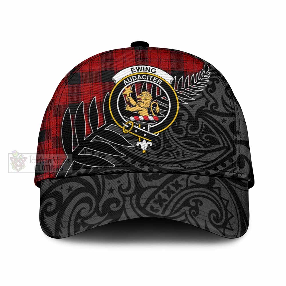 Tartan Vibes Clothing Ewing Tartan Classic Cap with New Zealand Silver Fern Half Style