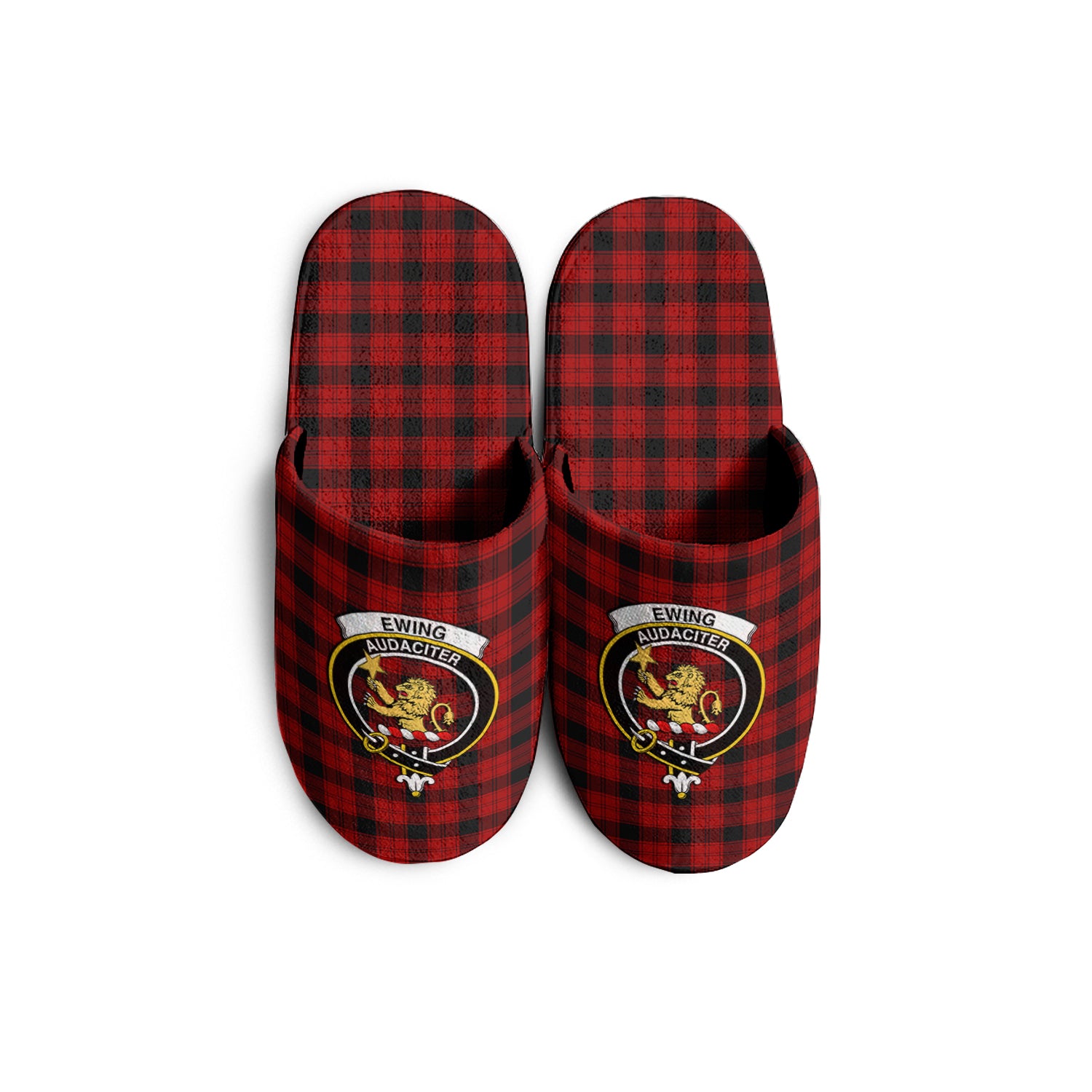 Ewing Tartan Home Slippers with Family Crest - Tartanvibesclothing