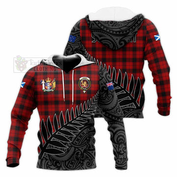 Ewing Crest Tartan Knitted Hoodie with New Zealand Silver Fern Half Style