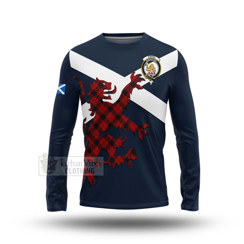 Tartan Vibes Clothing Ewing Tartan Lion Rampant Long Sleeve T-Shirt – Proudly Display Your Heritage with Alba Gu Brath and Clan Name