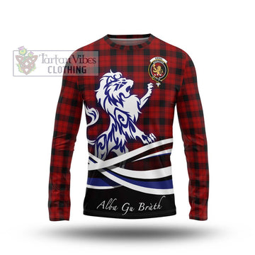 Ewing Tartan Long Sleeve T-Shirt with Alba Gu Brath Regal Lion Emblem