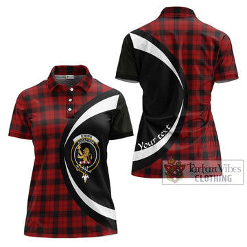 Ewing Tartan Women's Polo Shirt with Family Crest Circle Style