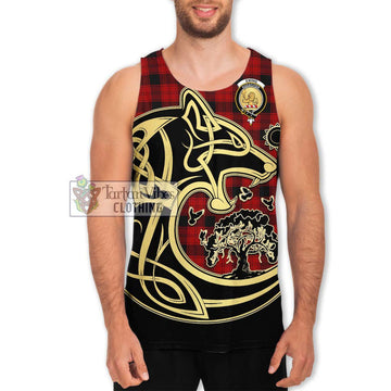 Ewing Tartan Men's Tank Top with Family Crest Celtic Wolf Style