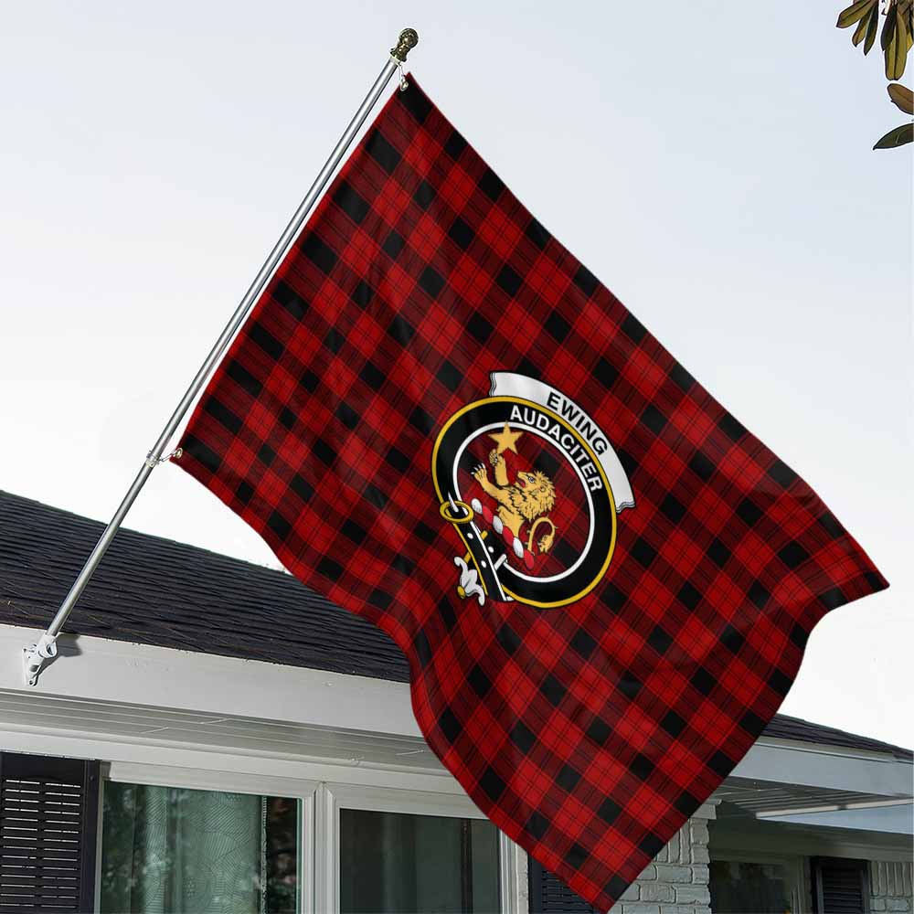 Tartan Vibes Clothing Ewing Tartan House Flag with Family Crest