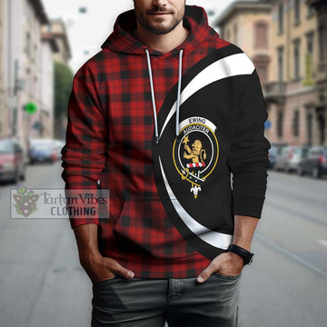 Ewing Tartan Hoodie with Family Crest Circle Style