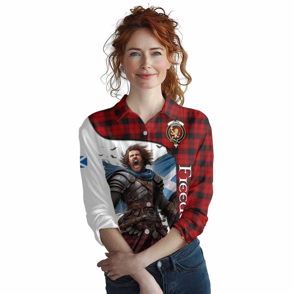 Tartan Vibes Clothing Ewing Crest Tartan Women's Casual Shirt Inspired by the Freedom of Scottish Warrior