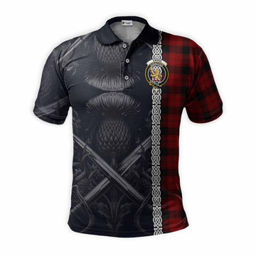 Ewing Tartan Polo Shirt with Family Crest Cross Sword Thistle Celtic Vibes