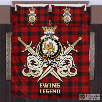 Ewing Tartan Bedding Set with Clan Crest and the Golden Sword of Courageous Legacy